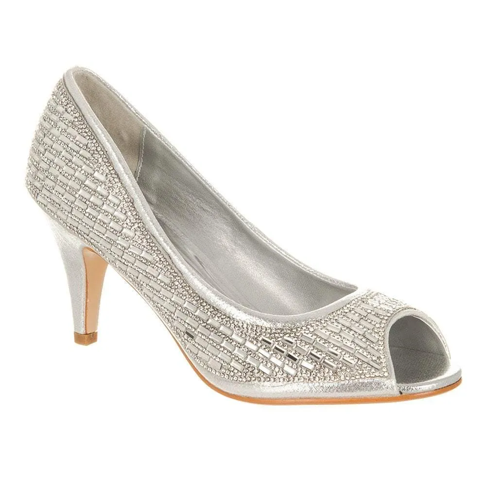 Bria Diamante Open Toe Diamante Medium Heel Shoe