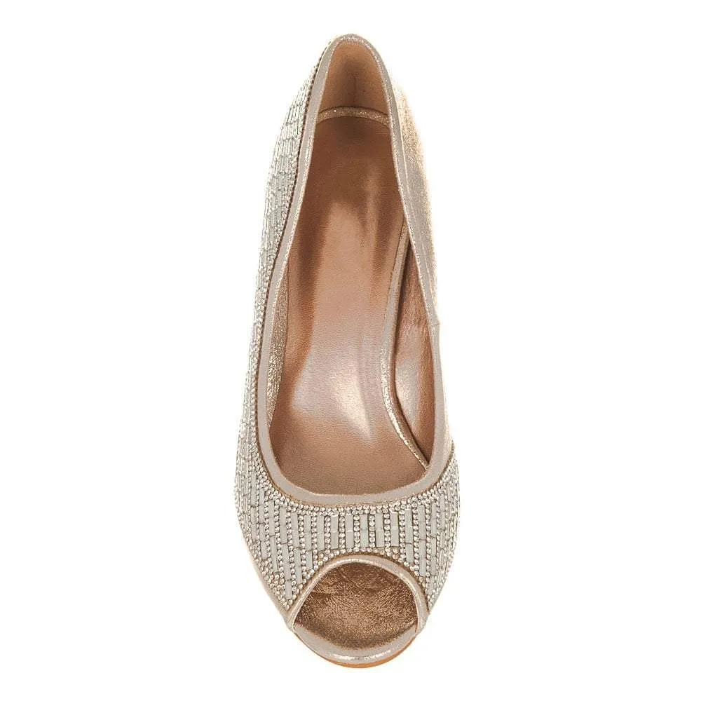 Bria Diamante Open Toe Diamante Medium Heel Shoe