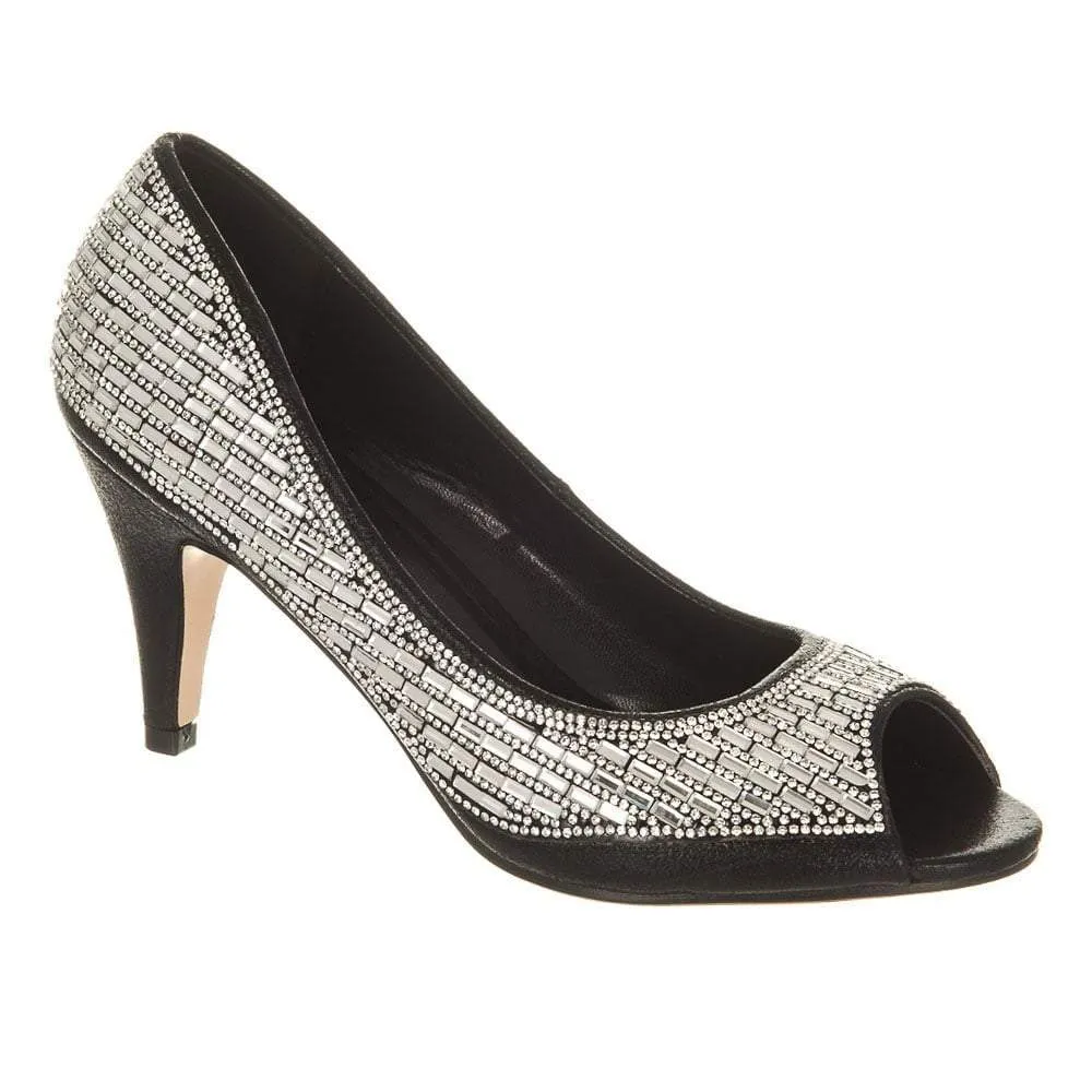 Bria Diamante Open Toe Diamante Medium Heel Shoe