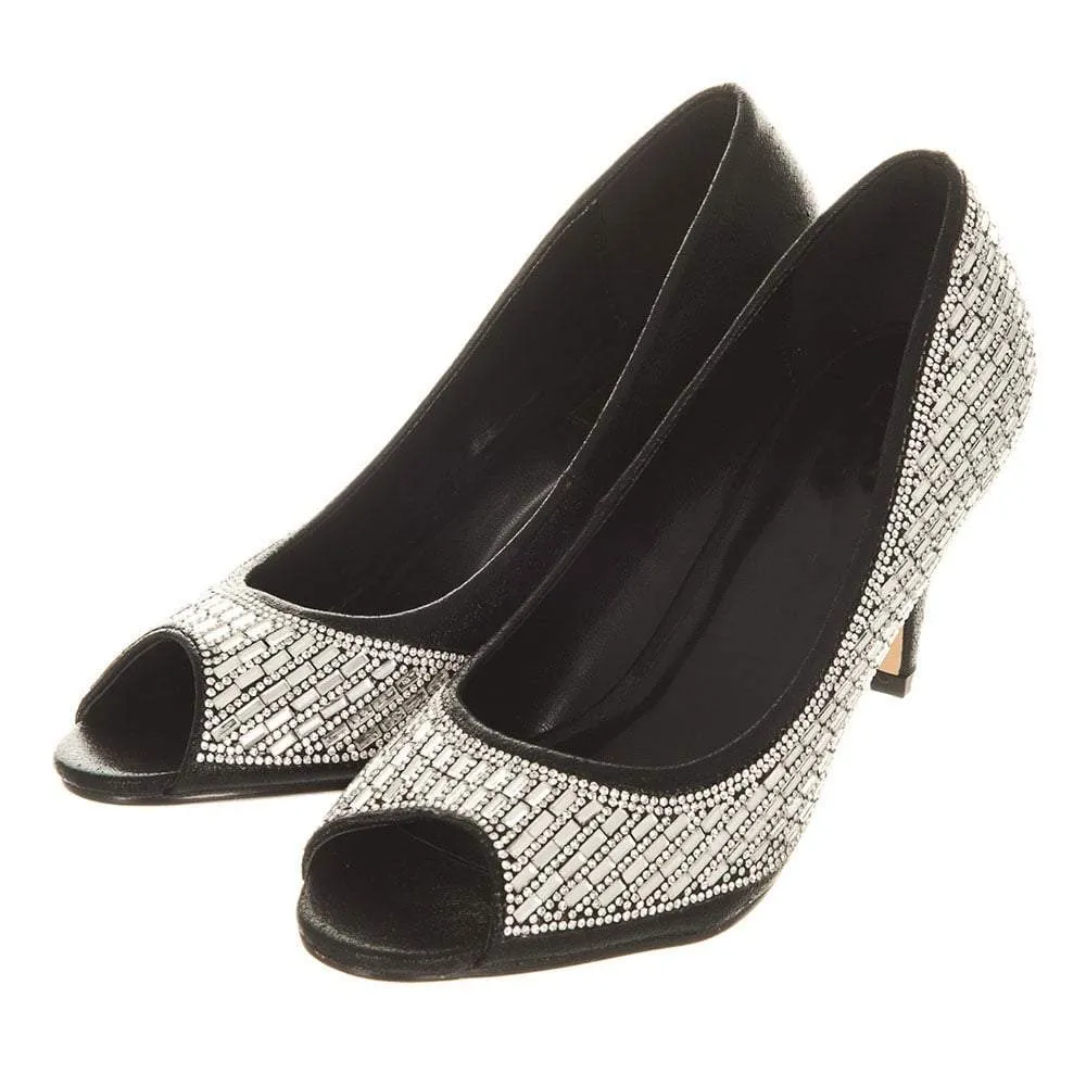 Bria Diamante Open Toe Diamante Medium Heel Shoe