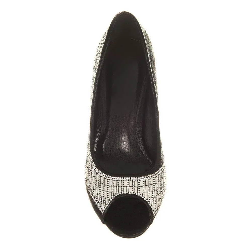 Bria Diamante Open Toe Diamante Medium Heel Shoe