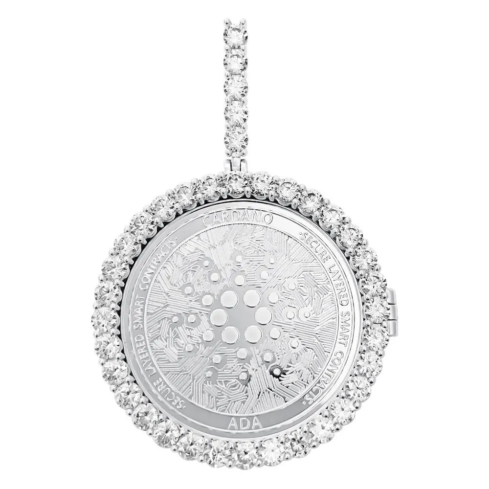 Cardano ADA Coin Iced Out Frame Pendant