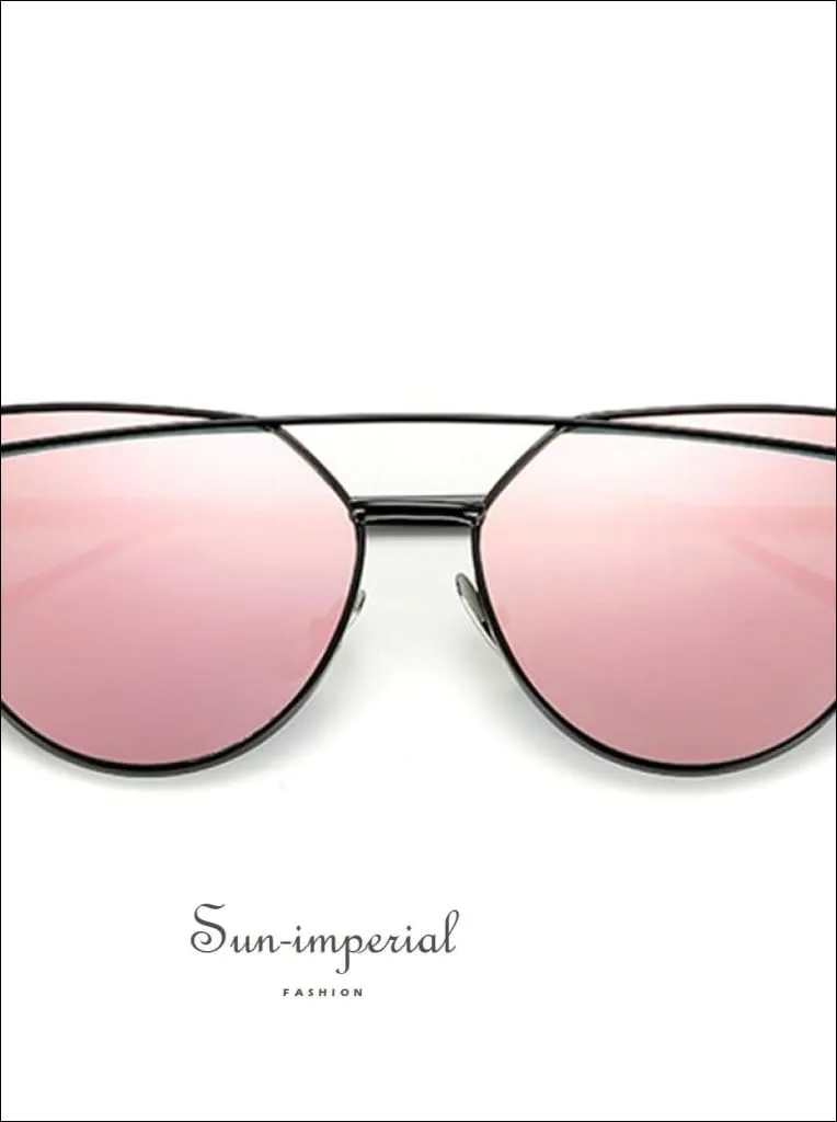 Cat Eye Sunglasses Women Vintage Metal Reflective Glasses for Women Mirror Vintage Sunniness