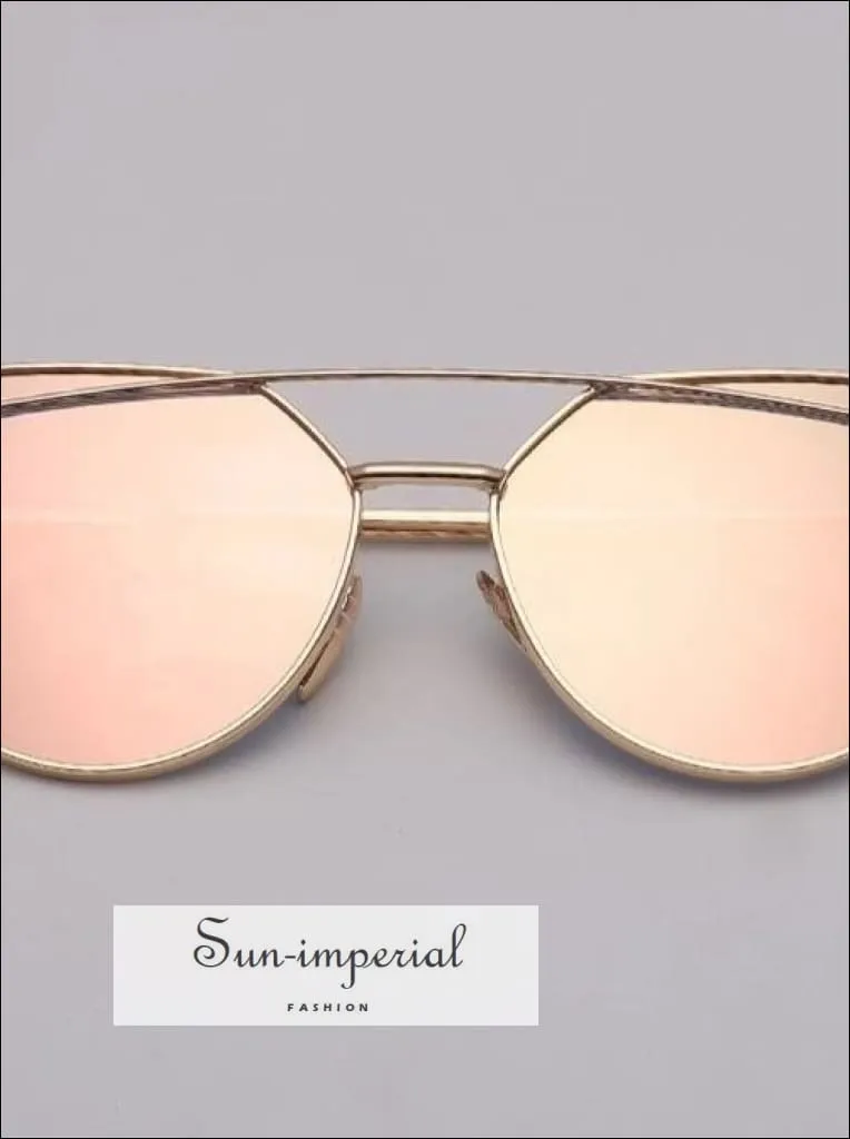 Cat Eye Sunglasses Women Vintage Metal Reflective Glasses for Women Mirror Vintage Sunniness