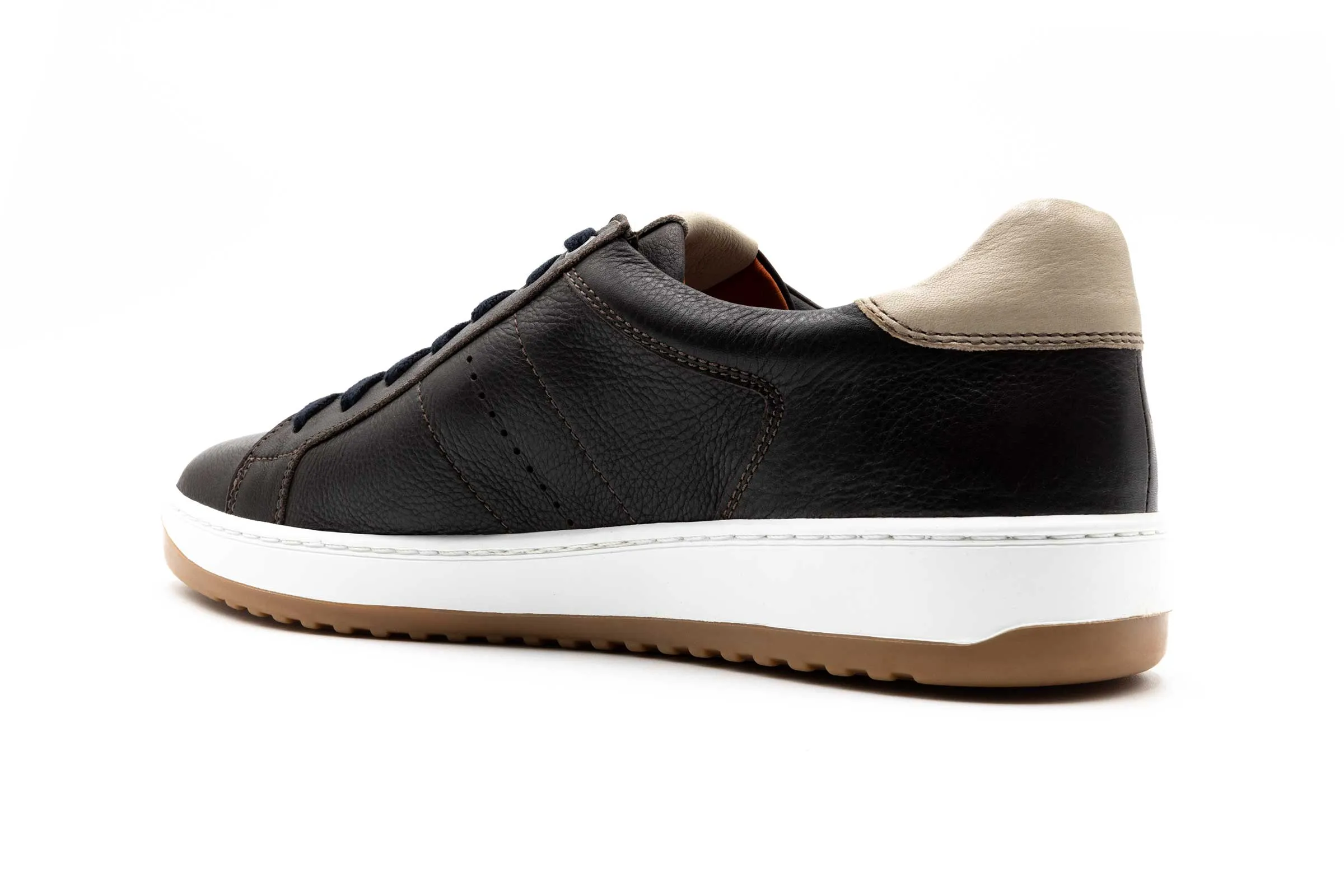 Charles Tumbled Glove Leather Sneakers - Café