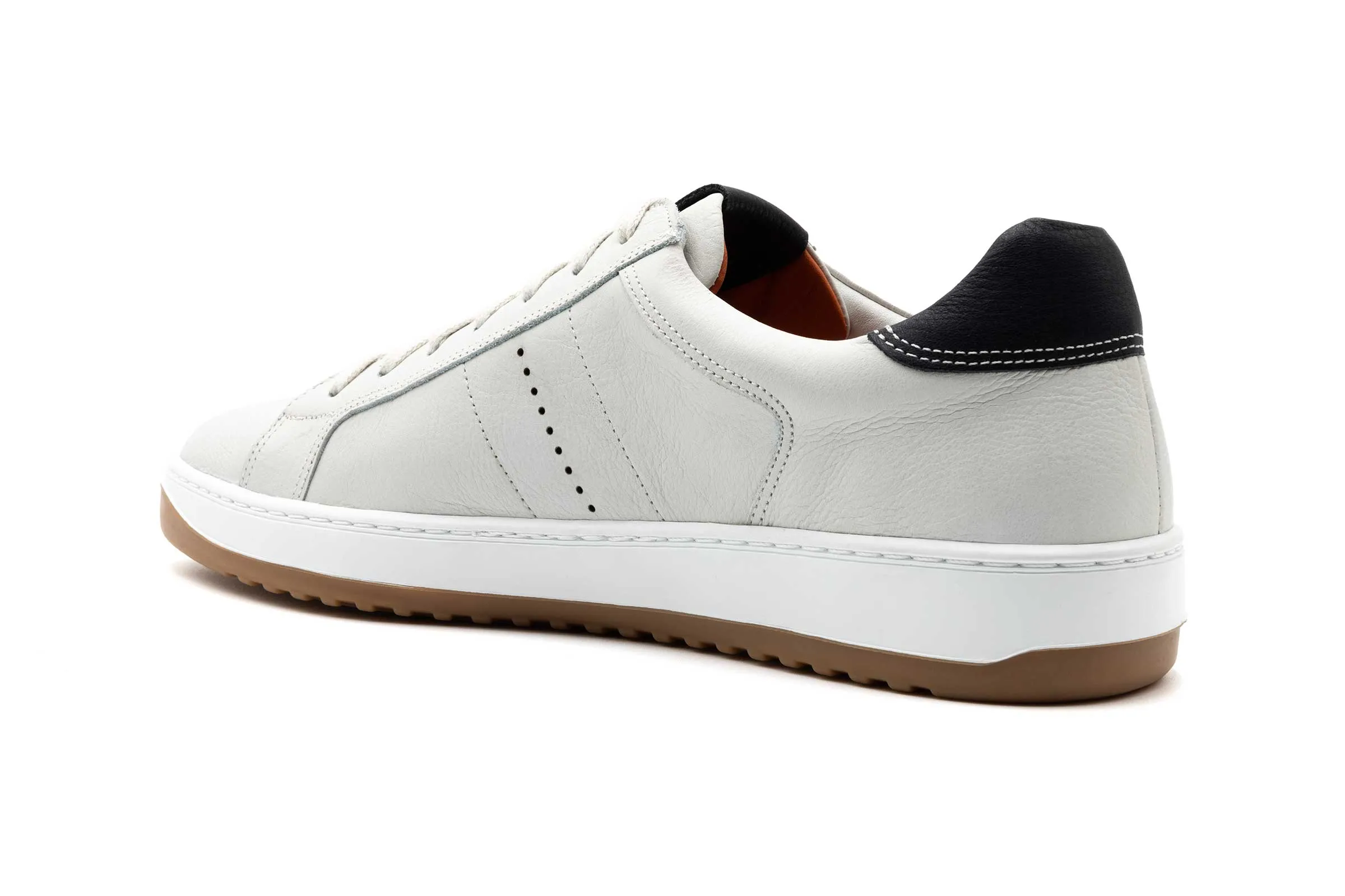 Charles Tumbled Glove Leather Sneakers - White