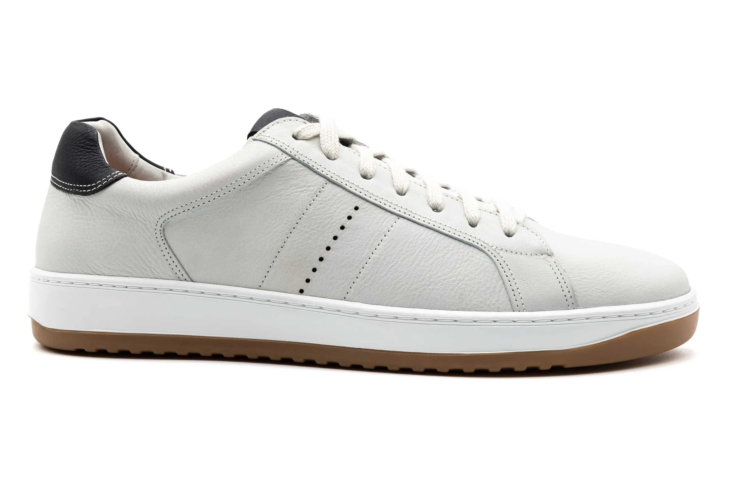 Charles Tumbled Glove Leather Sneakers - White