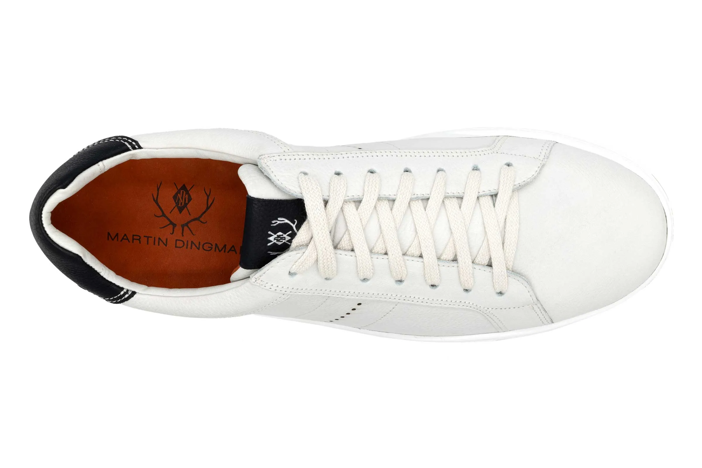 Charles Tumbled Glove Leather Sneakers - White