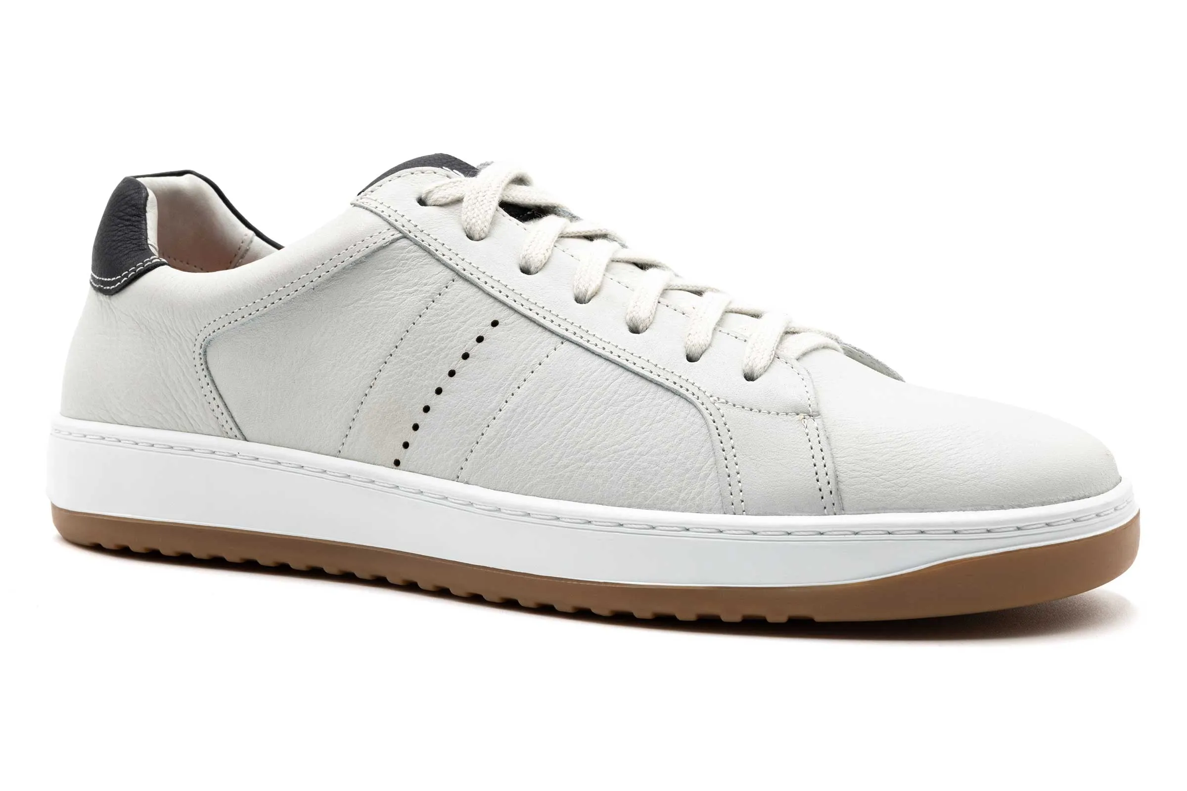 Charles Tumbled Glove Leather Sneakers - White