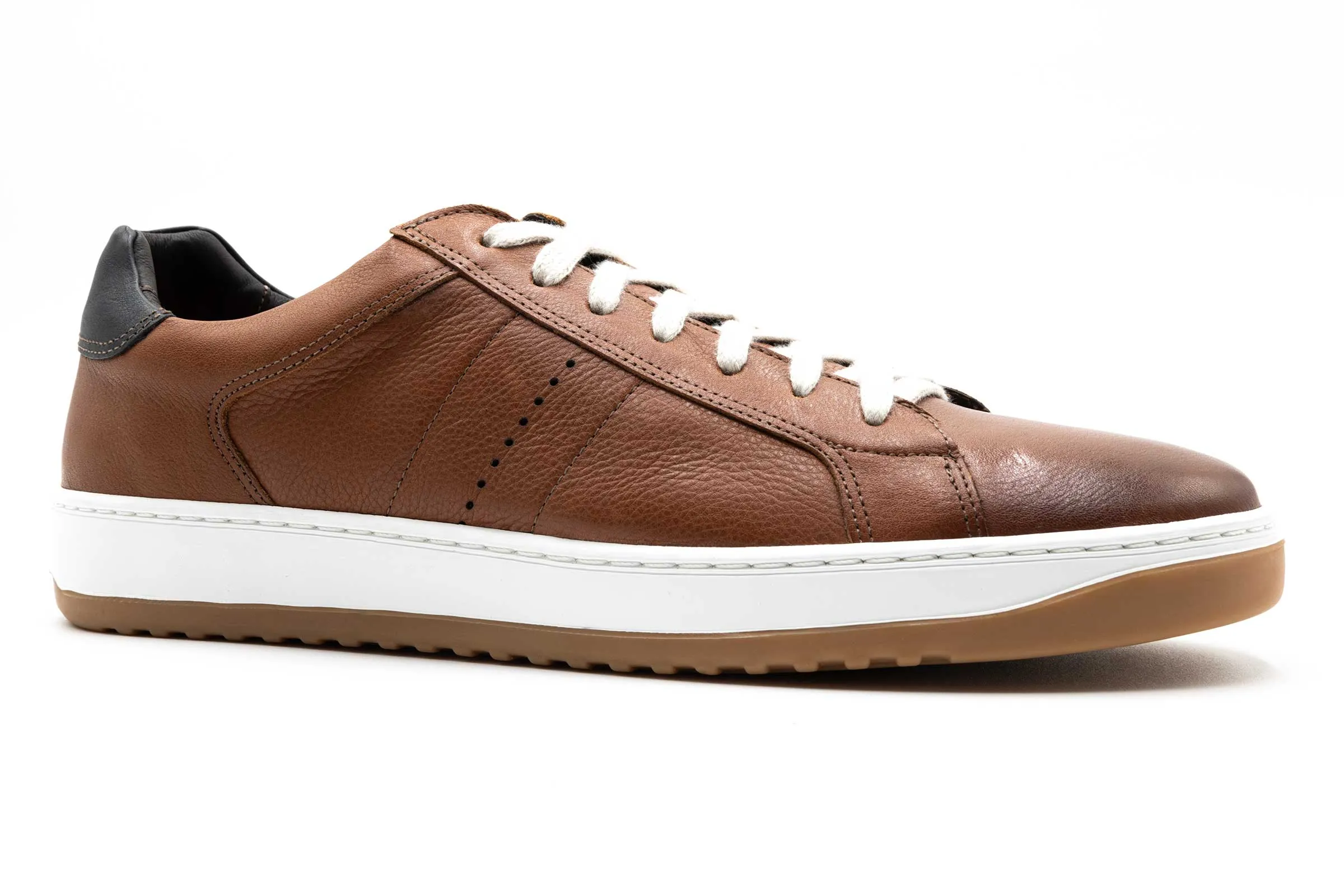 Charles Tumbled Saddle Leather Sneakers - Whiskey