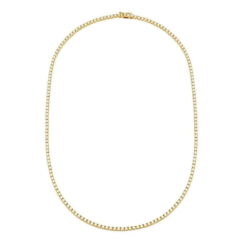 Classic Yellow Gold Diamond Tennis Necklace