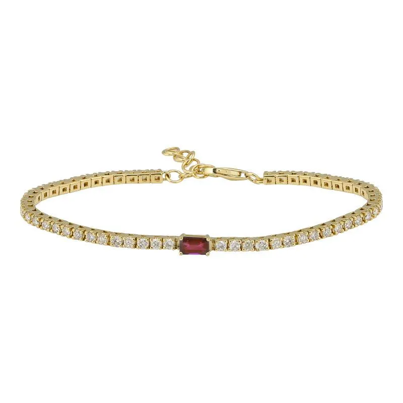 Color Gemstone Accent Diamond Tennis Bracelet