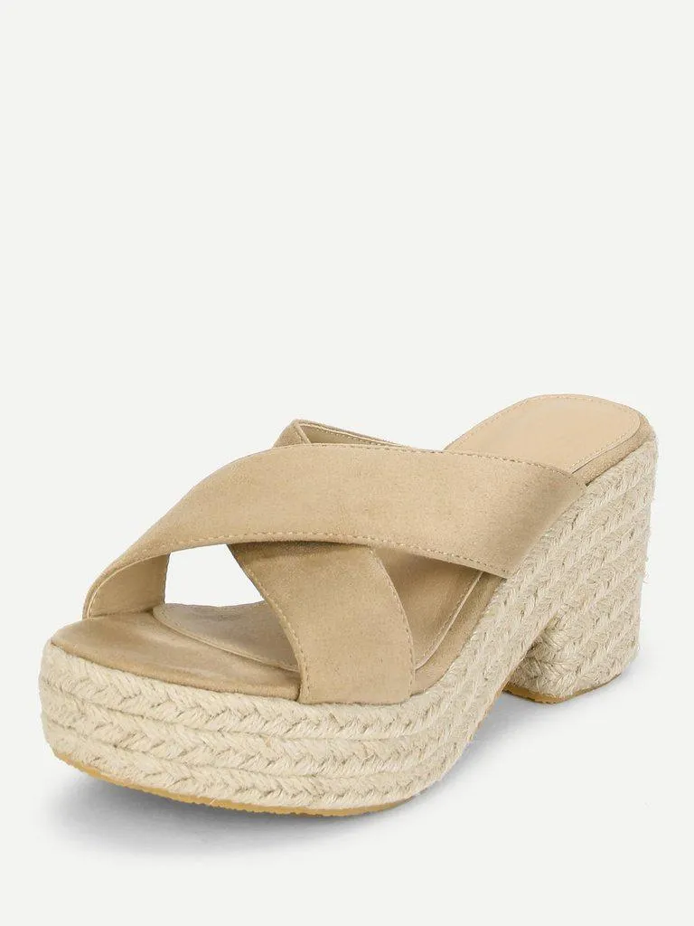 Criss Cross Suede Wedge Sandals