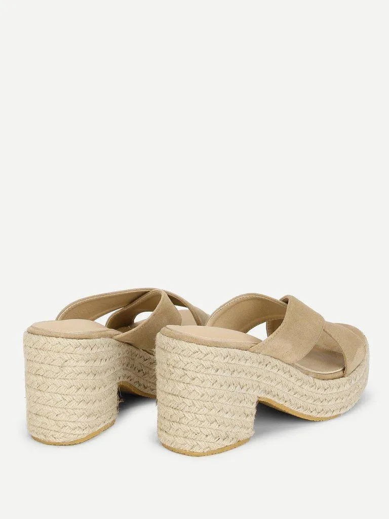 Criss Cross Suede Wedge Sandals