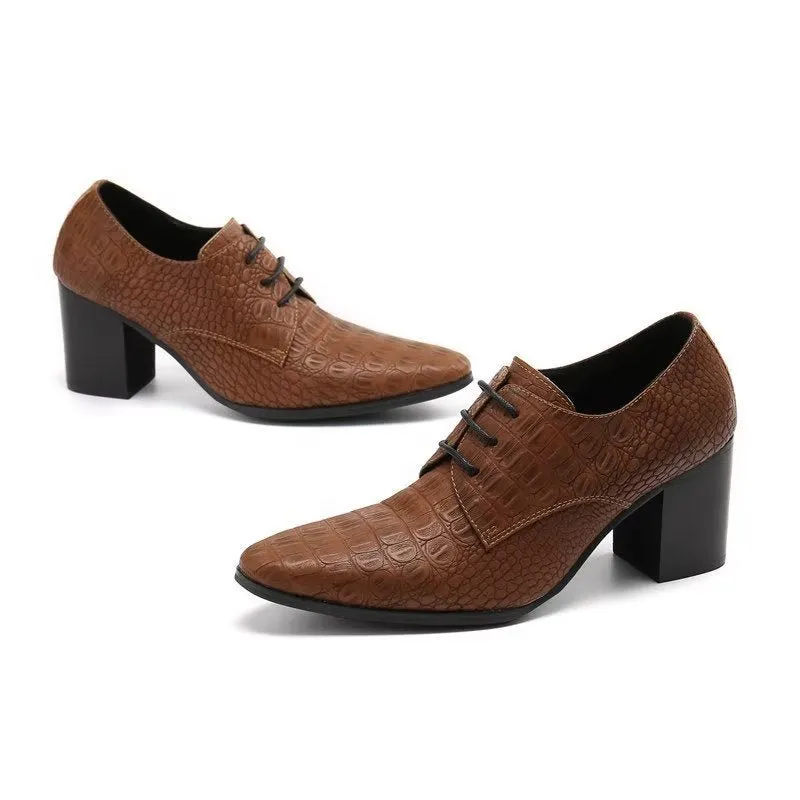 CrocLuxe Exquisite Croc-Embossed Leather Derby Dress Shoes