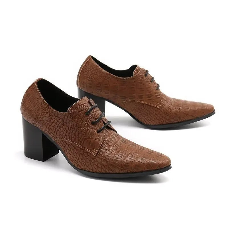 CrocLuxe Exquisite Croc-Embossed Leather Derby Dress Shoes