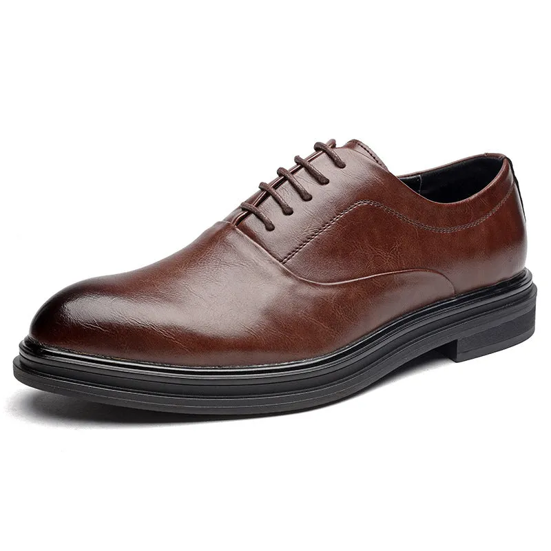 Cross border large size 48 leather shoes men's business dress casual pointed lace up 46 British fashion wedding shoes