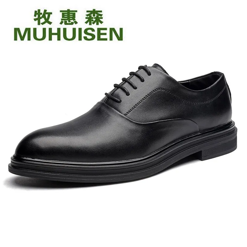 Cross border large size 48 leather shoes men's business dress casual pointed lace up 46 British fashion wedding shoes