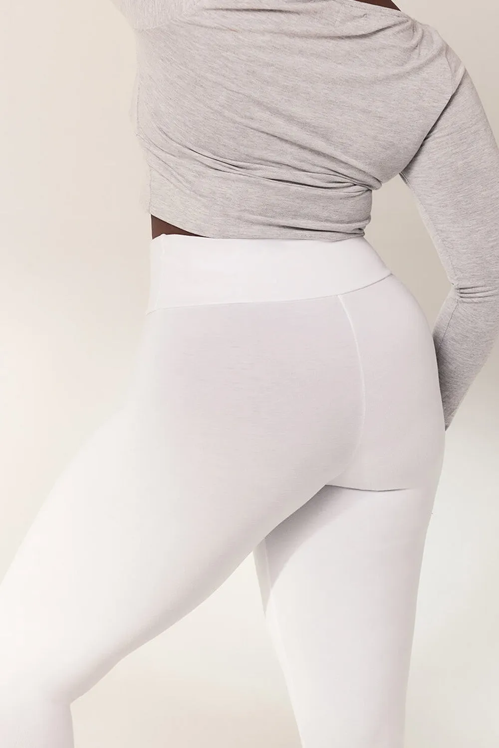 Curve Lightweight Everyday High Waisted Leggings - White