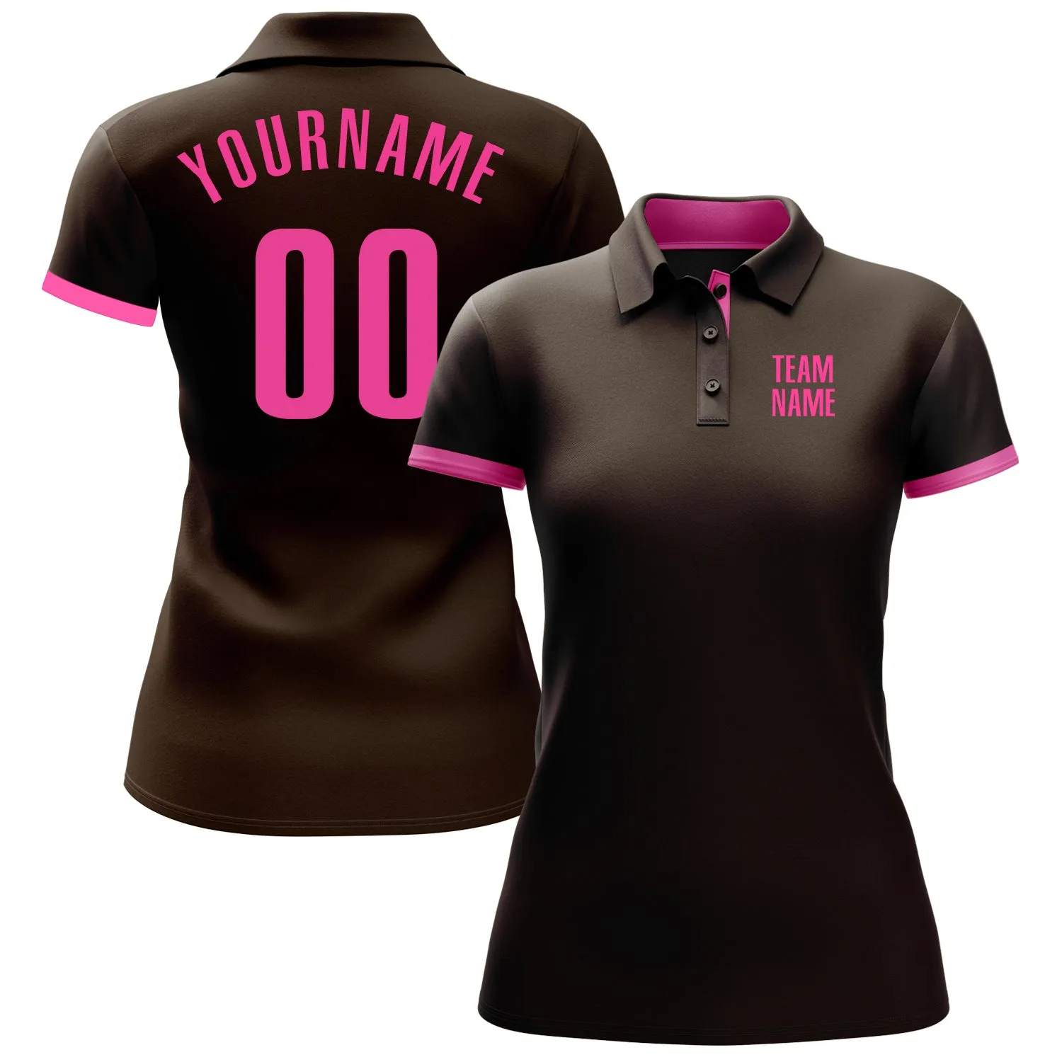 Custom Brown Pink Performance Golf Polo Shirt