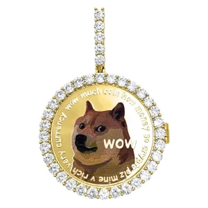 Dogecoin Coin Iced Out Frame Pendant V3