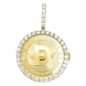 Dogecoin Coin Iced Out Frame Pendant V6