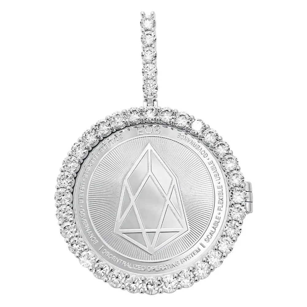 EOS Coin Iced Out Frame Pendant