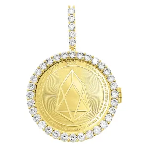 EOS Coin Iced Out Frame Pendant