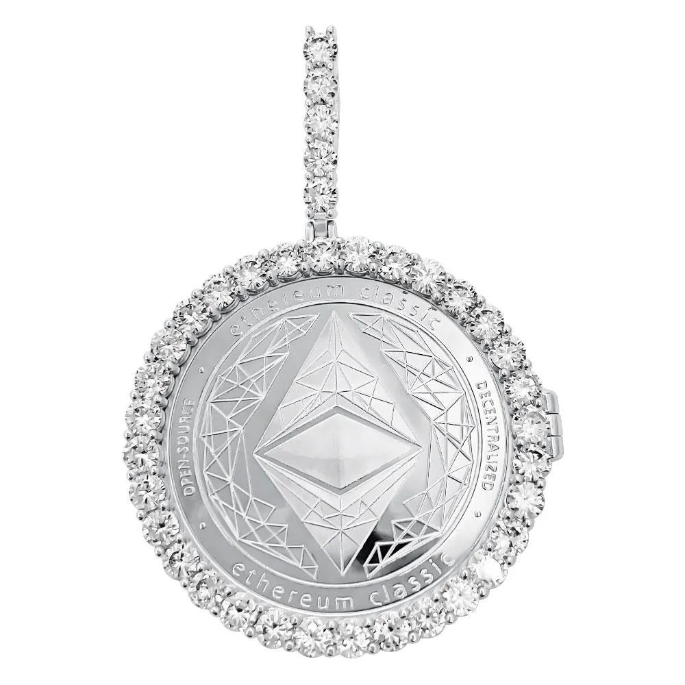 Ethereum Classic Coin Iced Out Frame Pendant