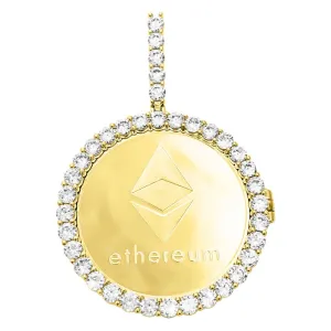 Ethereum Coin Iced Out Frame Pendant