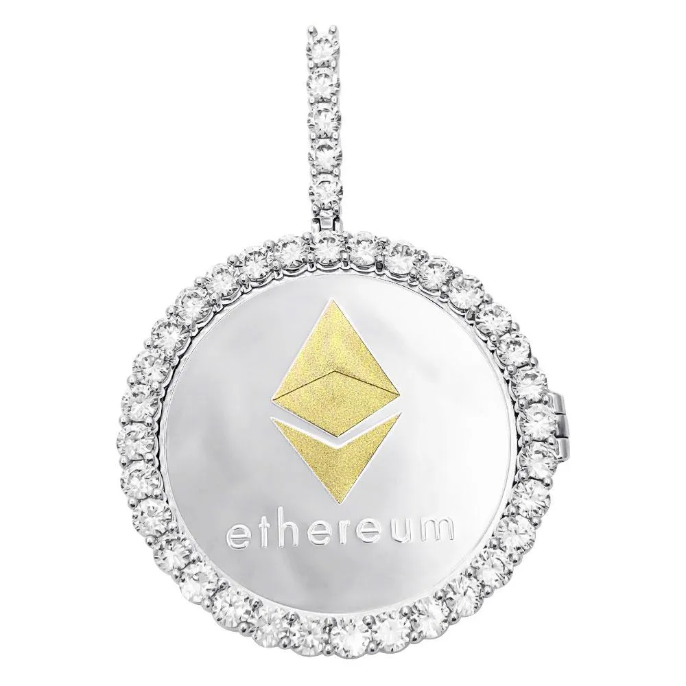 Ethereum Coin Iced Out Frame Pendant