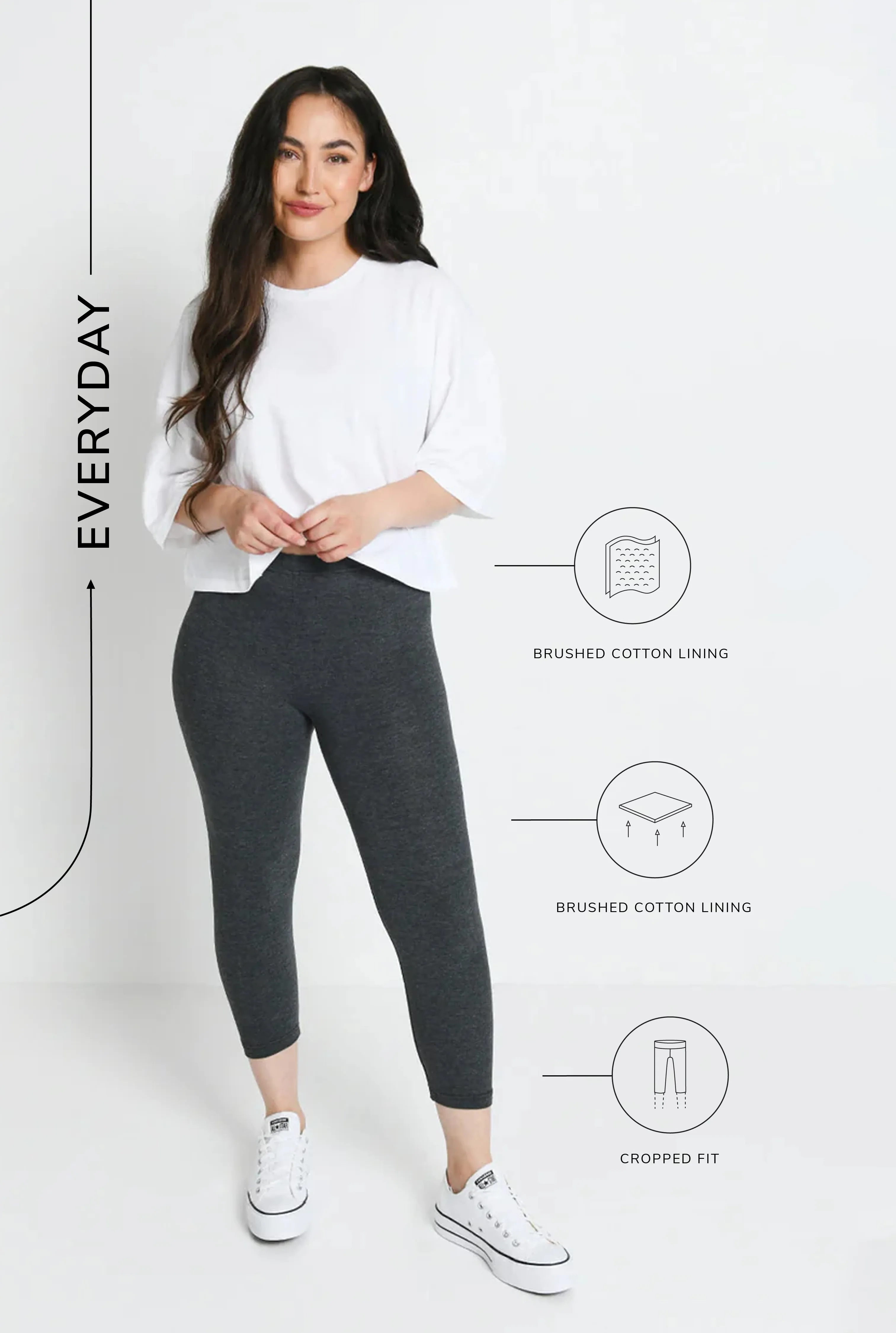 Everyday Cropped Leggings - Dark Grey Marl