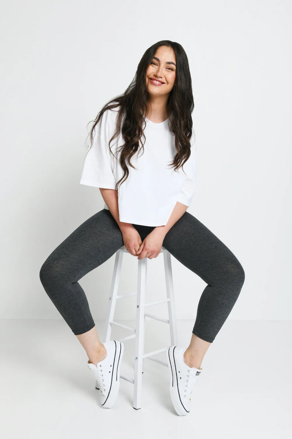 Everyday Cropped Leggings - Dark Grey Marl