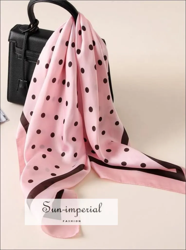 Fashion Women Scarf Luxury Striped Dots Print Pure Silk Shawl Scarfs Square Head Scarves