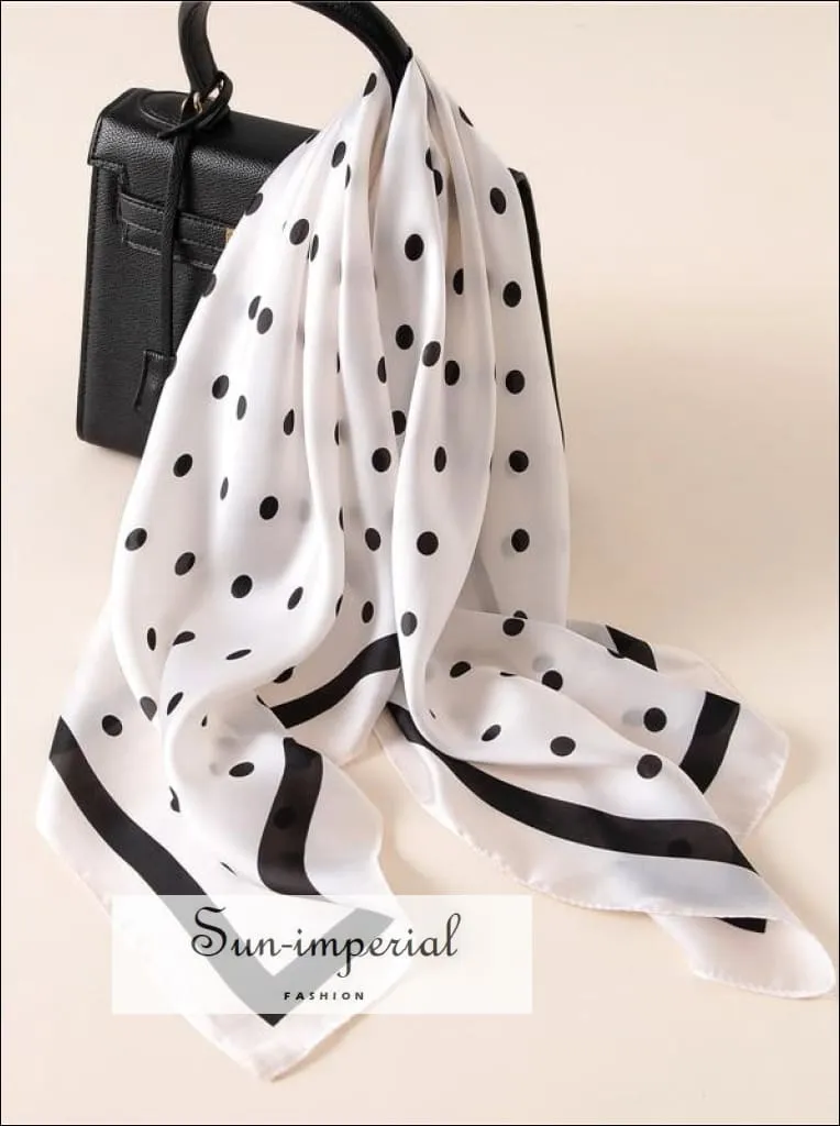 Fashion Women Scarf Luxury Striped Dots Print Pure Silk Shawl Scarfs Square Head Scarves