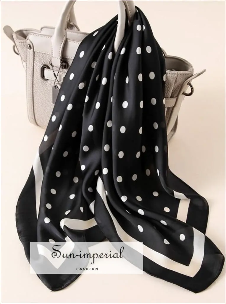 Fashion Women Scarf Luxury Striped Dots Print Pure Silk Shawl Scarfs Square Head Scarves