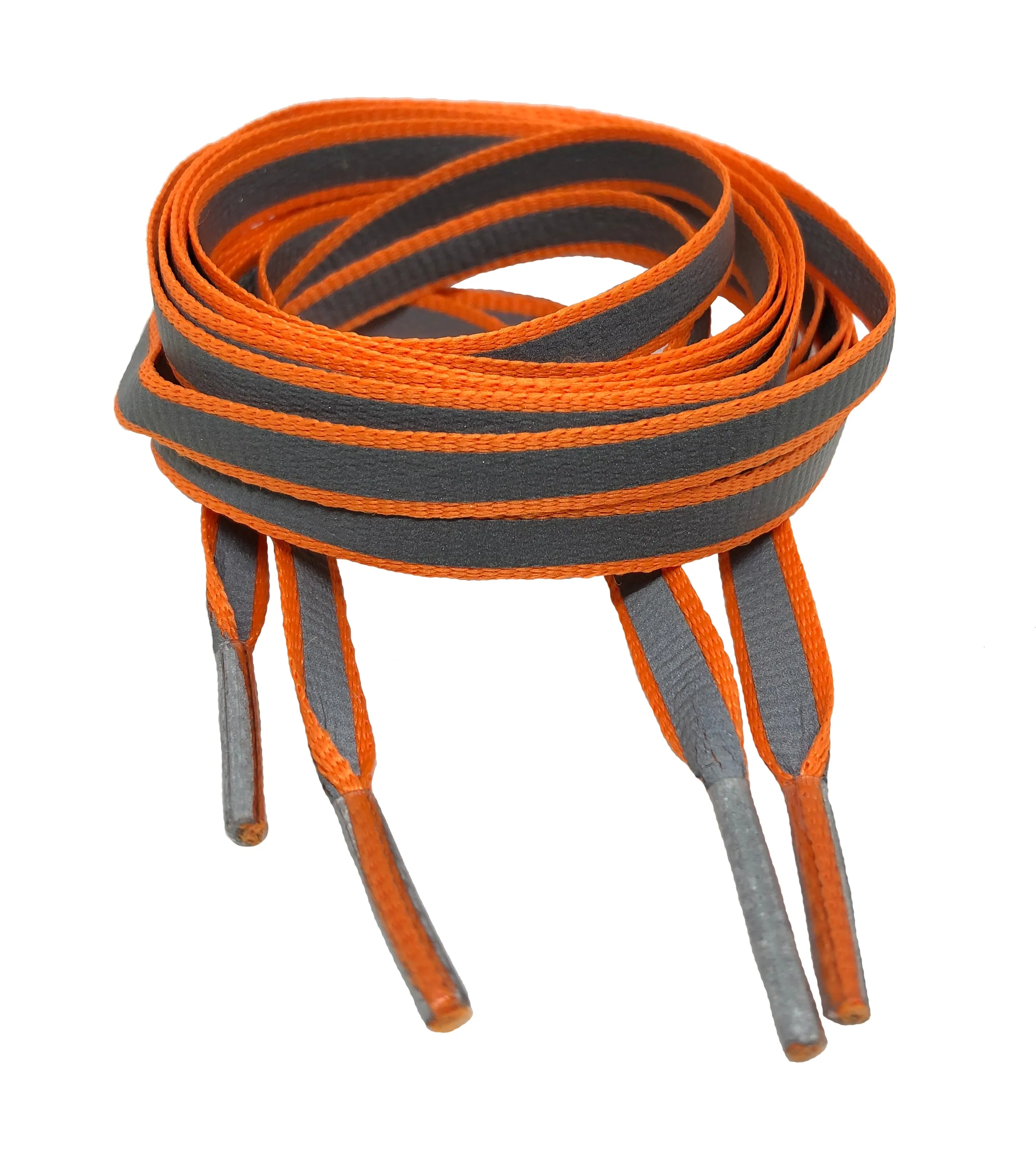 Flat Reflective Orange Shoelaces - 8mm wide