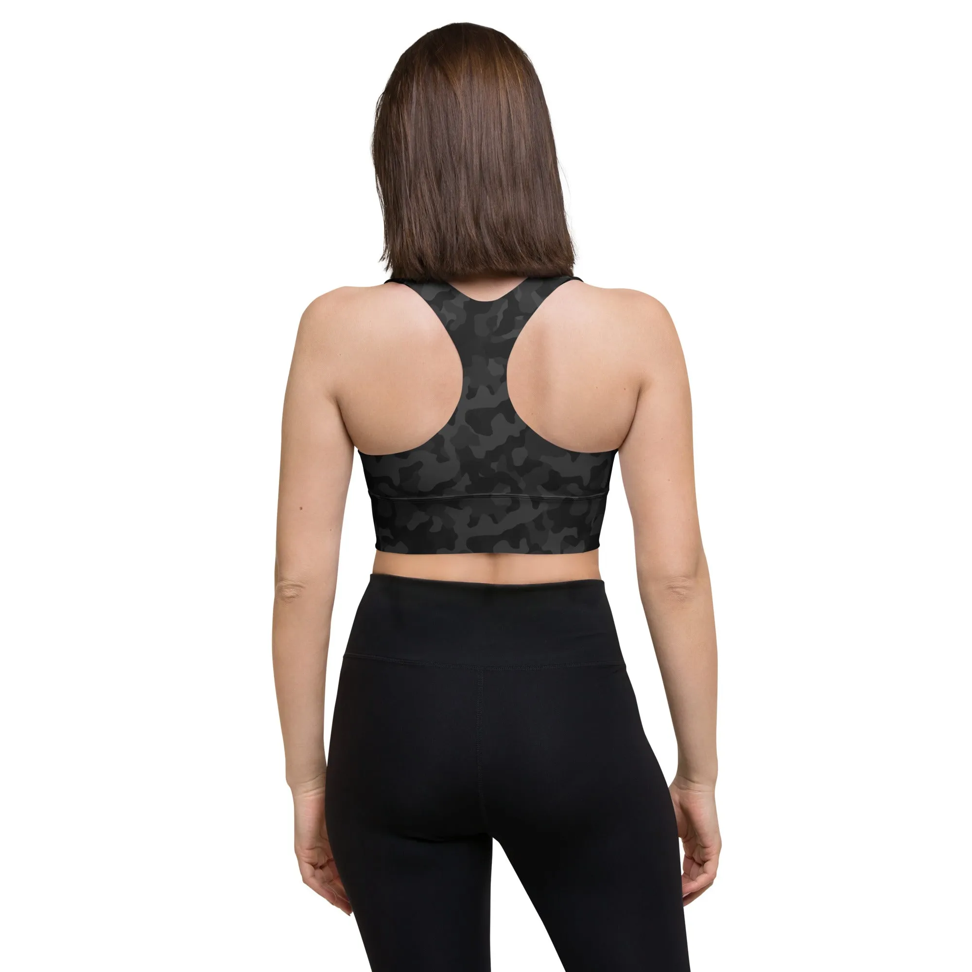 FlexiExtend Longline Sports Bra – Black Camo