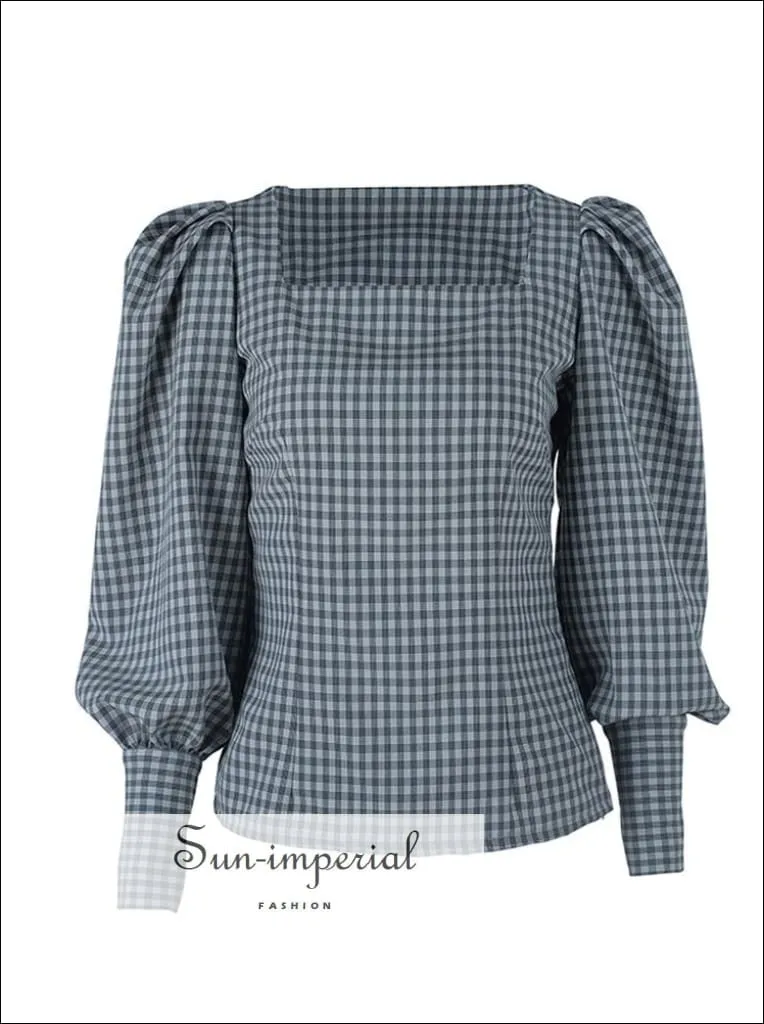 Flounce Sleeve Gingham Blouse