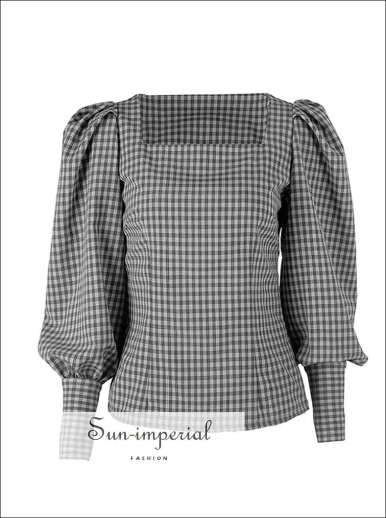 Flounce Sleeve Gingham Blouse