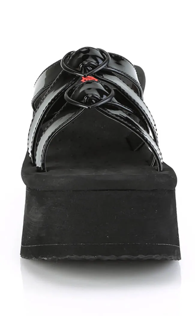 FUNN-15 Black Patent Heart Slides