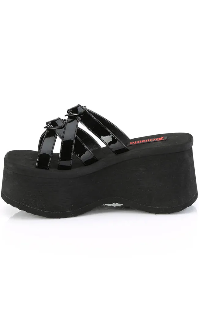 FUNN-15 Black Patent Heart Slides