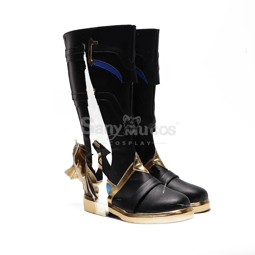 Genshin Impact cos Dottore black high heel leather boots props cosplay shoes men