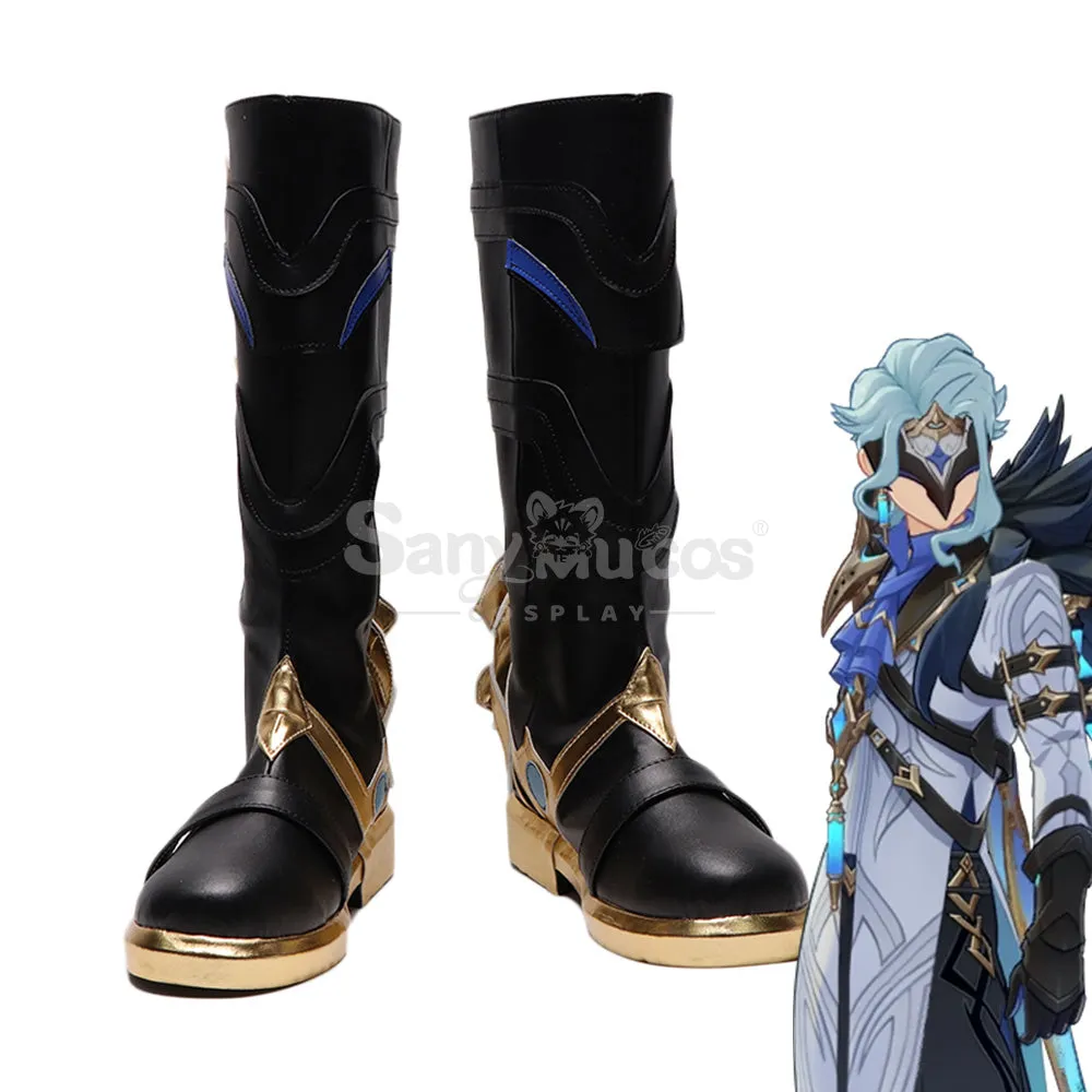 Genshin Impact cos Dottore black high heel leather boots props cosplay shoes men