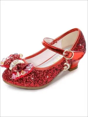 Girls Bow Tie Glitter Princess Shoes By Liv and Mia