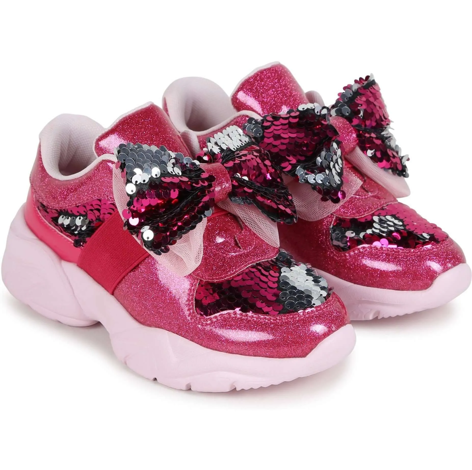 Girls Pink Bow Trainers