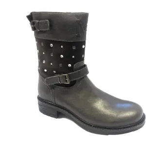 Grey Stud Military Boot