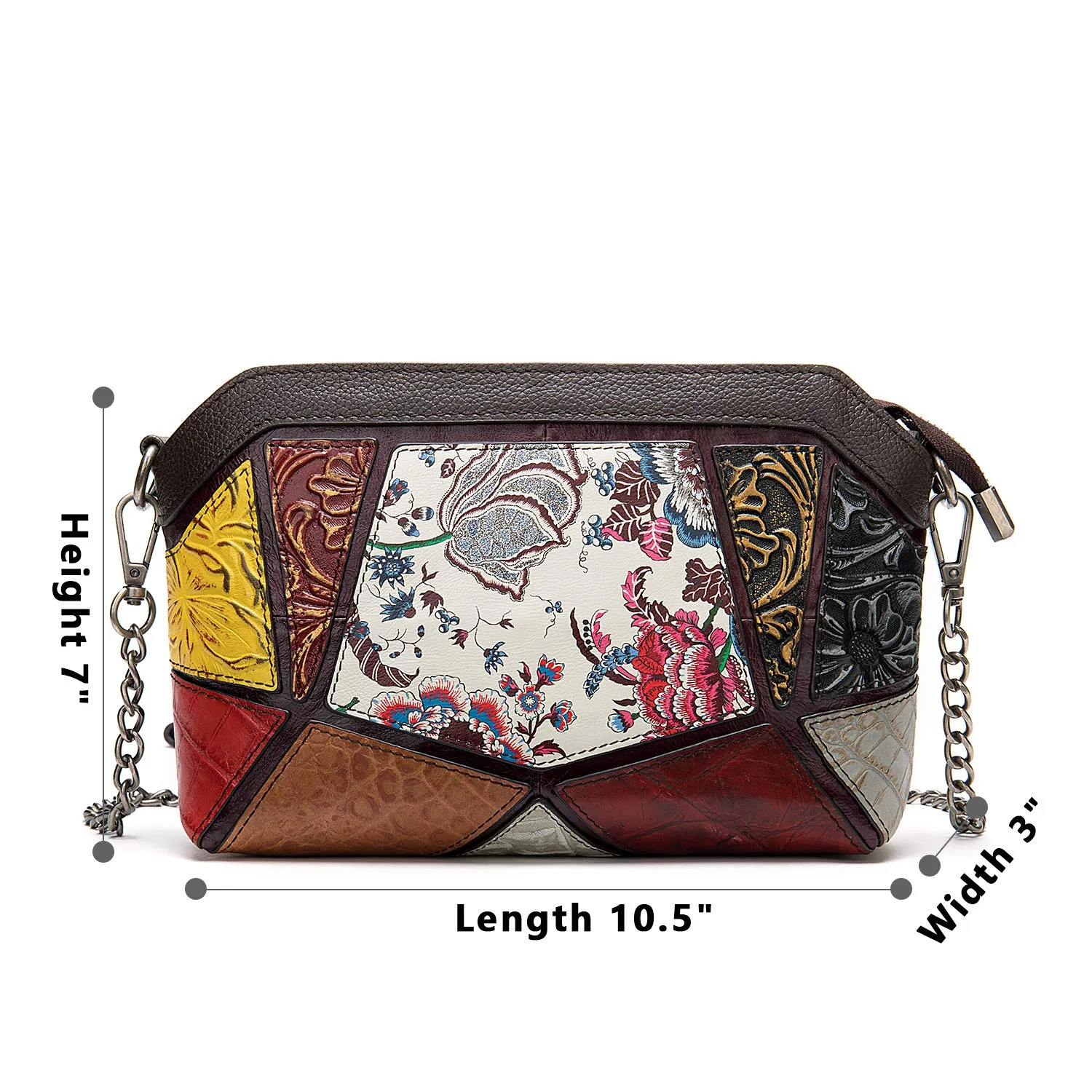 Handmade Genuine Leather Patchwork Ladies Handbags Exotic Boho Crossbody Purse Shoulder Bags for Women Block