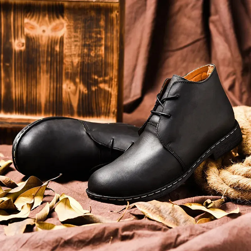 Handmade Men's Genuine Leather Ankle Boots