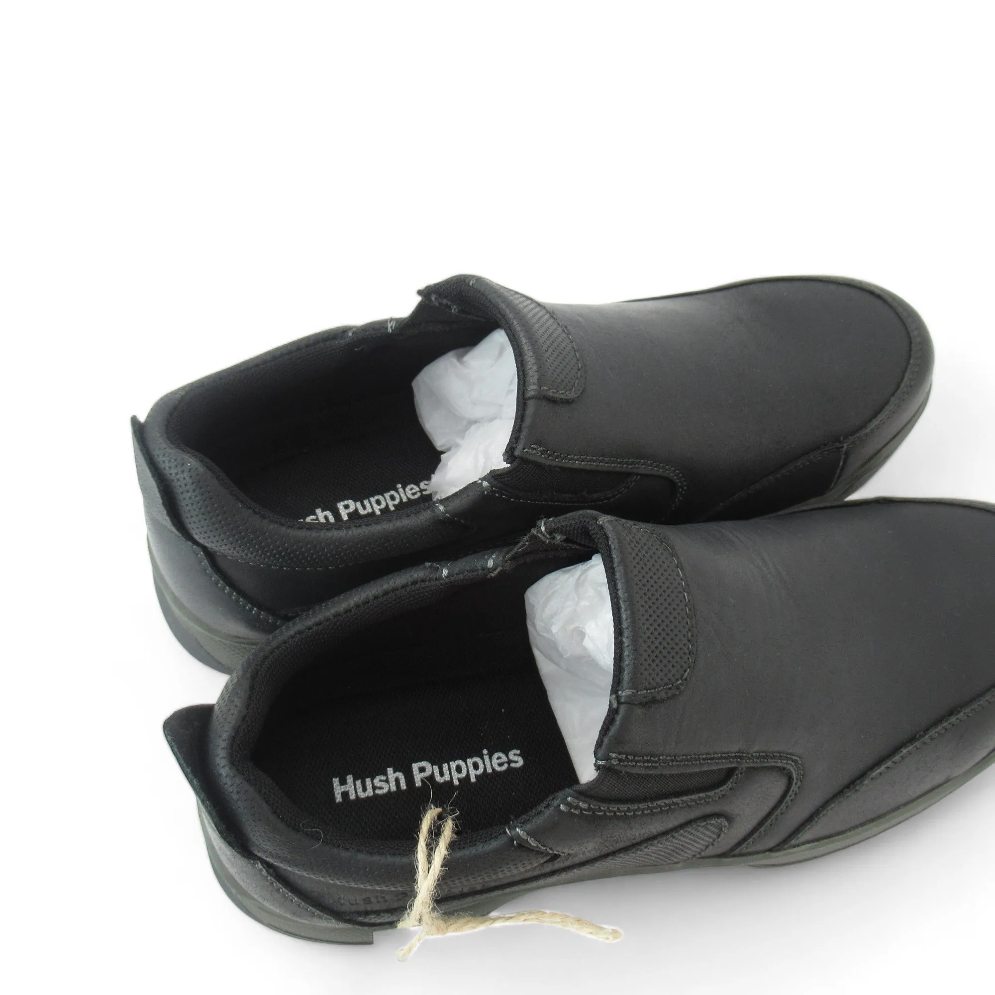 Hush Puppies UK 6 Black Leather Slip On Shoes Menswear | Preloved